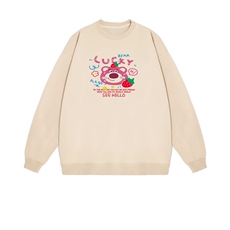 2025年秋季套头长袖时尚百搭通勤简约休闲草莓熊，女装卫衣/绒衫，花可