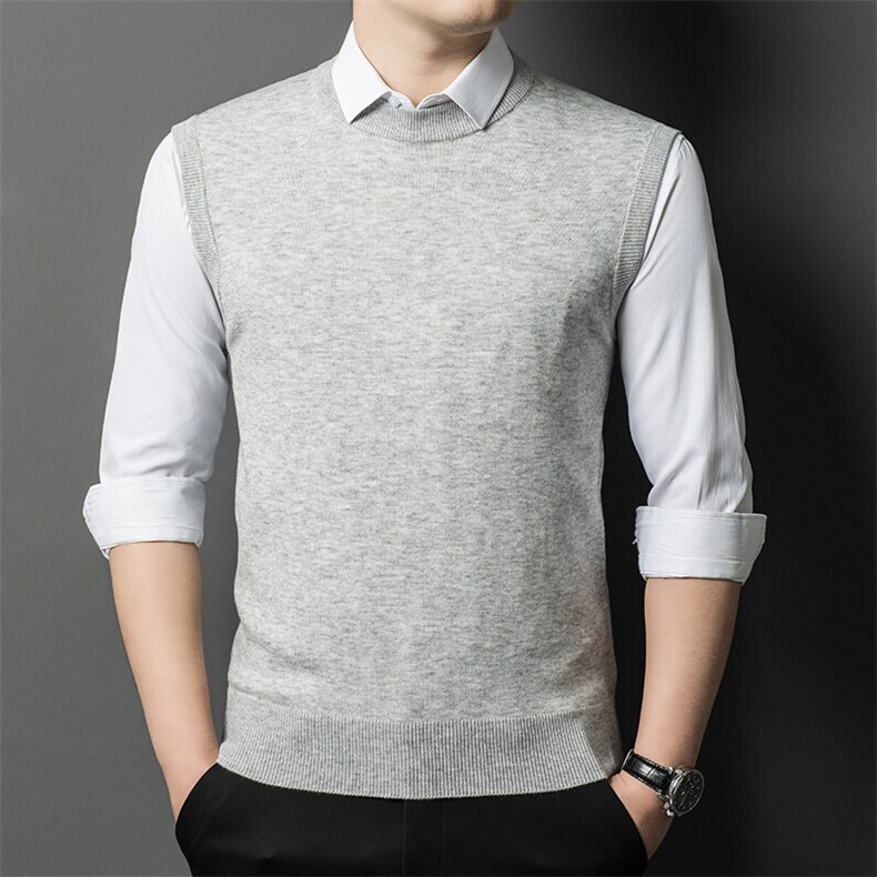秋季男士无袖羊毛衫圆领背心马甲套头坎肩打底保暖毛衣男装,男装背心/马甲,钱塘6003（原4033）