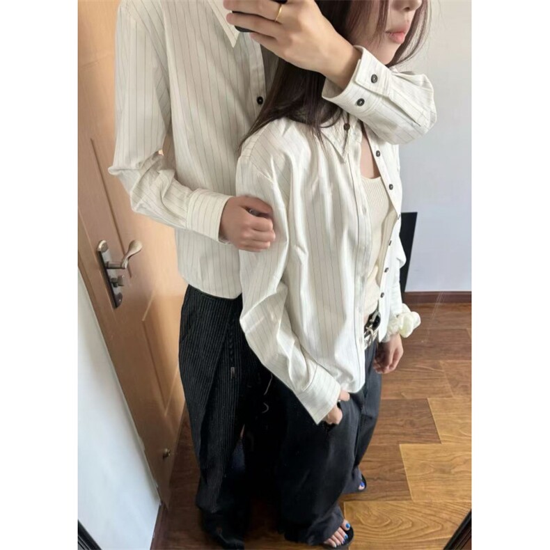 高领台尖领条纹正肩衬衫合身长袖衬衣通勤优雅C26102批55,男装衬衫,星座1411A-6
