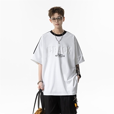 现货904-2-XT214-P38控58凹凸印设计感短袖t恤男宽松半袖260克，男装T恤，星座904-2