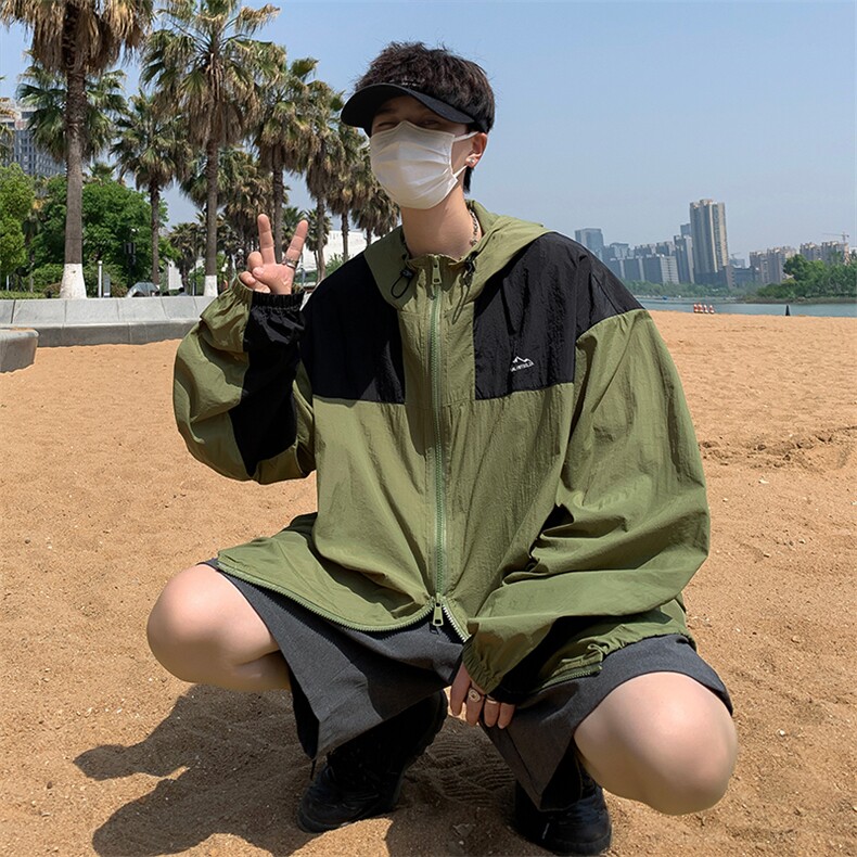 Wt8203-P40夏季宽松褶皱防晒服,男装夹克,星座1501-1