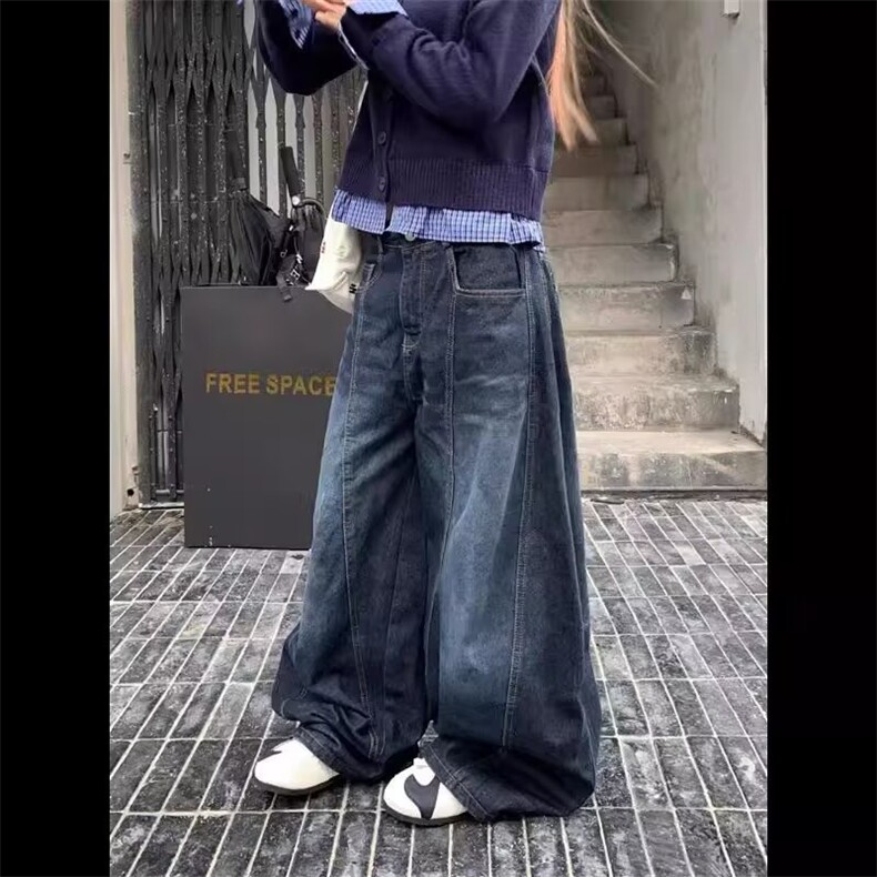 1506/10/P47美式复古做旧水洗牛仔裤男款高个子直筒阔腿拖地裤,男装牛仔裤,星座1506