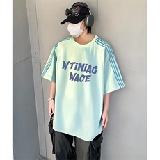 抖音得物品质二开240克宽松纯棉美式潮牌印花三条杠中性风短袖T恤，男装T恤，电商A486