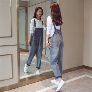 小脚裤潮流拼接气质九分裤2021年秋季吊带连体裤高腰，女装连体裤，布衣桑