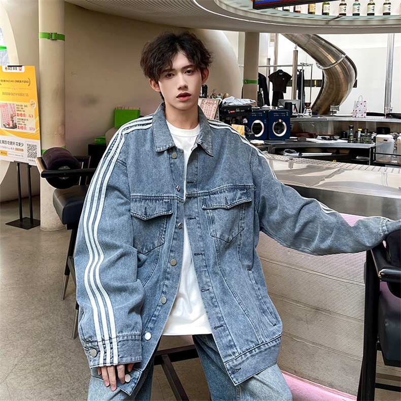 春装个性潮男时尚潮流水洗牛仔外套2色A071-N01-P95,男装工装外套,电商A071