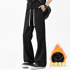 秋冬季垂感显瘦加绒保暖微喇斜切弯刀百搭潮时尚休闲裤25109-P39，男装棉衣，电商B306