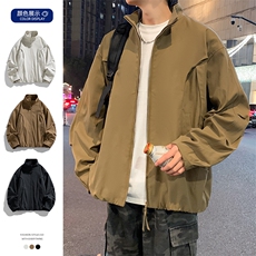 现货美式蝙蝠袖立领夹克外套男2026新款短款外套JK02636-P75，男装夹克，星座308B-2