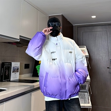 XZ230-1MY58冬港风宽松简约扎染渐变休闲立领机车面包服P128控158，男装棉衣，星座230-1