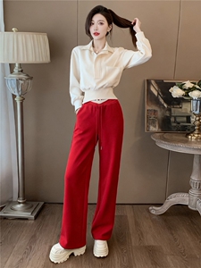 女秋季新款高级感休闲时尚套装减龄显瘦立领长袖外套阔腿裤两件套图片