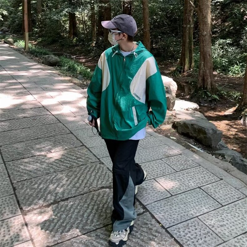 防晒衣男韩版潮流撞色连帽夏季薄款2023新款ins百搭外套W4836-P43,男装防晒衣,星座412-3
