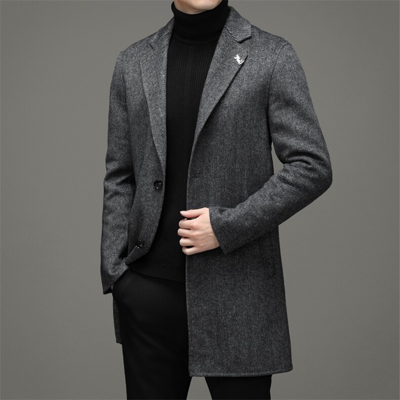 CS-N-1015秋冬2023年男士毛呢大衣羊毛呢子双面尼中长款风衣P258图片