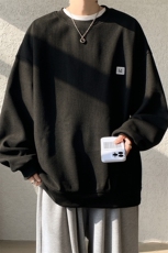 5XL-M华夫格美式大码卫衣男秋季笑脸贴标上衣潮牌ins外套WY06P35，男装卫衣，电商D206-1