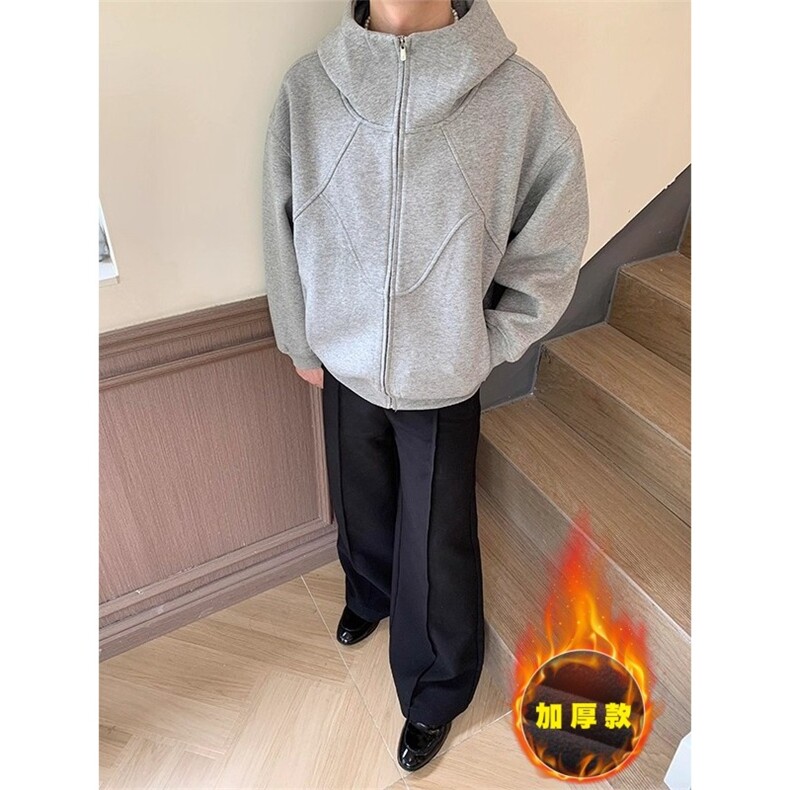 不规则拼接缝卫衣男女款秋冬季设计感连帽休闲外套JKW821，女装短外套，星座516A