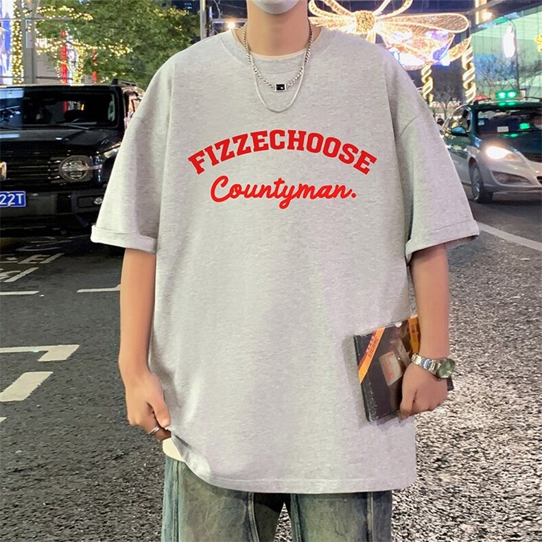 T809立体发泡印花宽松短袖T恤男夏季半袖港风chic潮牌男生体恤衫,男装T恤,星座304A-1