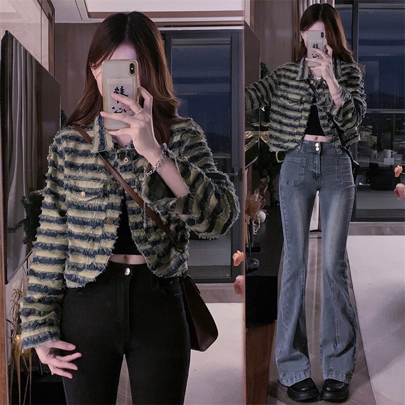 小香风复古毛边牛仔短外套女春秋小个子百搭休闲上衣C642-88，女装短外套，星座911-2(原星座613-2）