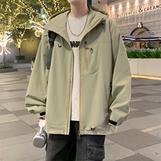 新款港风风户外夹克男连帽烫金返光冲锋衣外套A157B-J2512-特P80，男装夹克，电商A157B