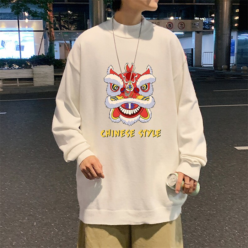 M18185-P45加绒款-P65半高领毛衣男士大码针织衫男毛线衣男,男装针织衫/毛衣,电商A040