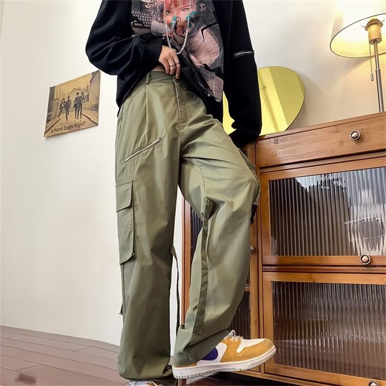 秋冬高街复古工装裤子男潮牌ins宽松直筒阔腿裤K7128-P40加绒50,男装工装外套,星座1008-2
