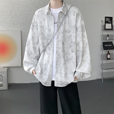 衬衫男秋季新款港风宽松扎染肌理感长袖衬衣CS7012-P38，男装衬衫，星座214-3