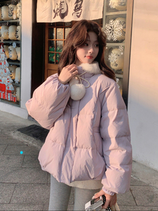 现货2025冬季新款25118-P305-K458可拆兔毛帽子紫色50羽绒服图片