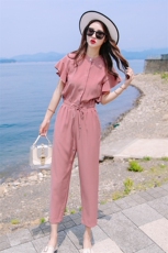 2025法式荷叶边夏装新款连衣裤粉色连体裤，女装连体裤，2C091