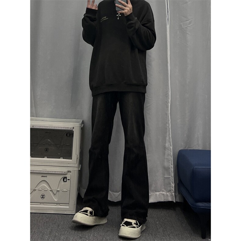 美式hiphop牛仔裤修身直筒微喇叭裤 68图片