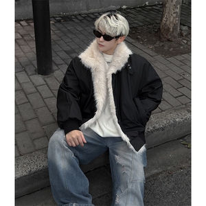 韩系高级感座山雕男女同款冬季PU皮夹棉棉服ZX42批118图片