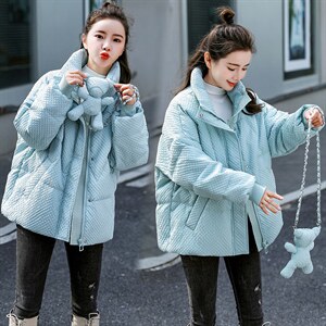 2021年冬季新款立领加厚羽绒服女泡芙短款面包服女轻薄图片