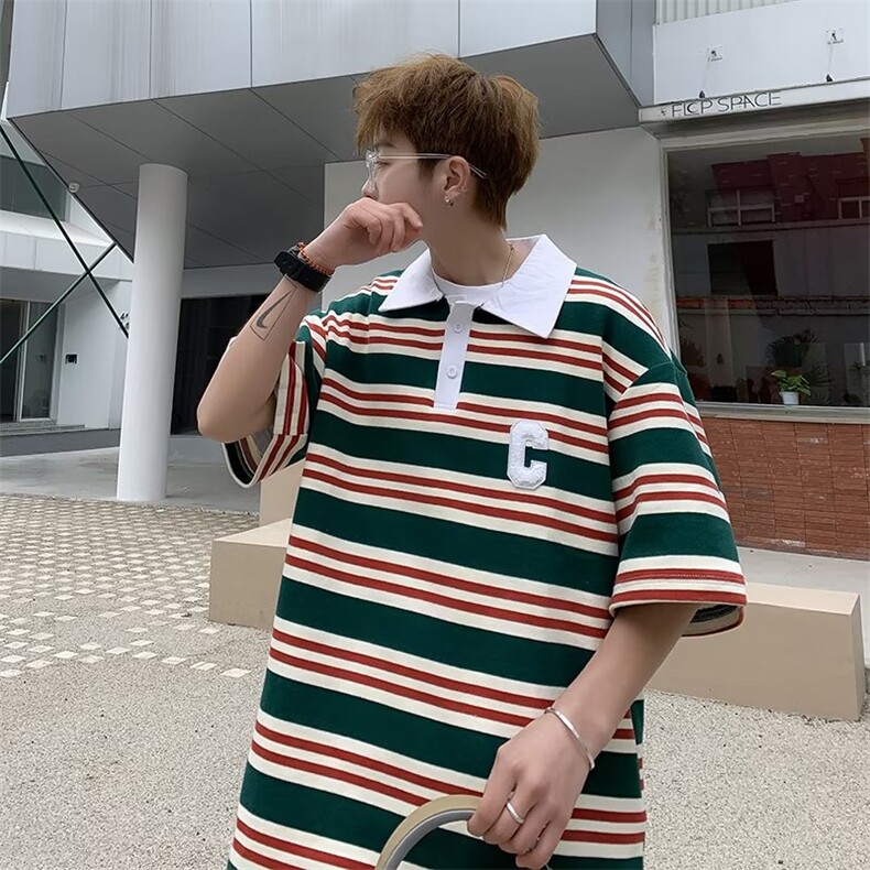 翻领短袖T恤男简约百搭休闲打底五分袖POLO衫QT11P30,男装Polo衫,星座1116-2
