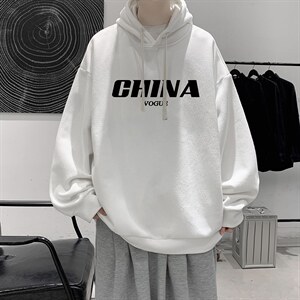 WY2001-P35 纯棉连帽卫衣男大码运动帽衫宽松薄外套男图片
