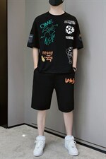 2024夏季短袖t恤男装吸汗透气青少年潮流宽松休闲套装男F307P58,男装休闲套装,电商A086