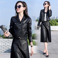 2025年春季新款时尚潮流水洗皮小外套，女装皮衣，臻衣坊