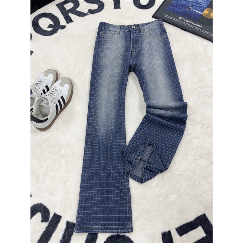 B221 美式ins高街暗黑提花修身微喇牛仔裤LK26631-特P45控78图片