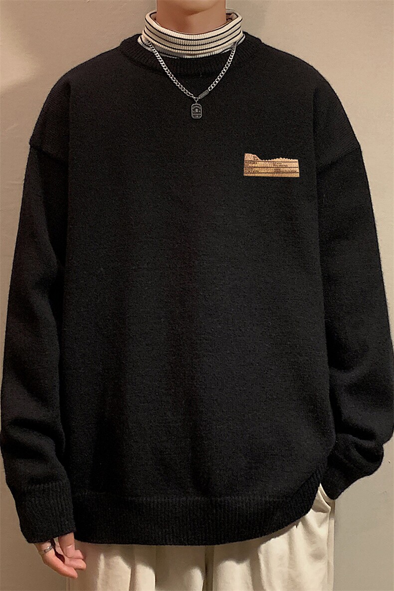 港风秋冬纯色针织宽松简约圆领毛衣男潮M6836P50控68,男装针织衫/毛衣,电商A268A