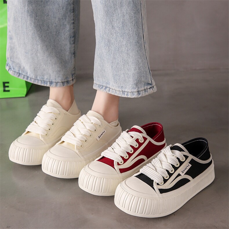 帆布鞋女2024春季新款学生韩版ins百搭厚底板鞋俩穿休闲鞋子，女鞋帆布鞋，星座1407-3