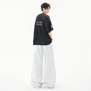 设计感明线水洗春夏美式弯刀牛仔裤男女长裤宽松裤子YD9006A-P70图片