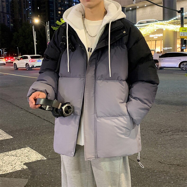 现货中性风棉衣男渐变假两件连帽二开加厚棉袄DSA157B-M8870-P90图片