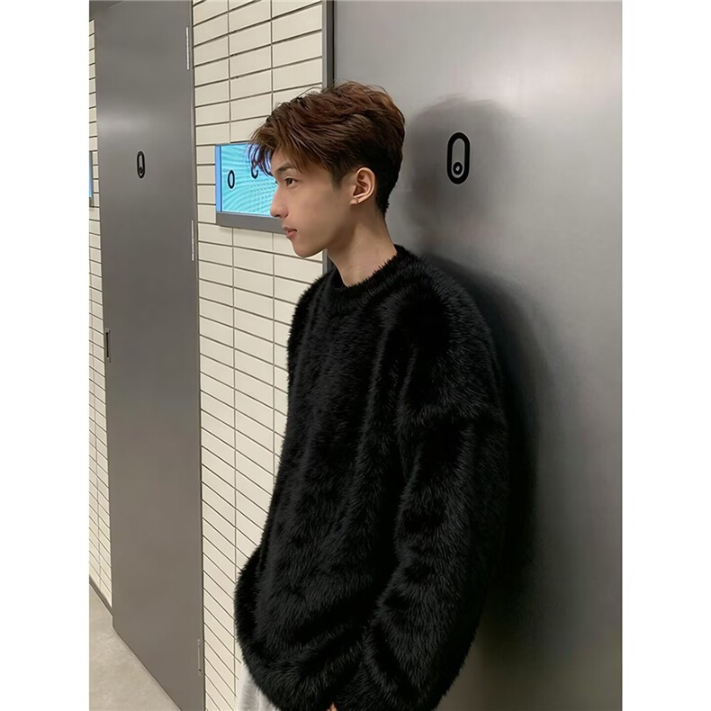 秋冬水貂绒毛衣男女款高级感软糯bf风针织衫情侣线衣L11066-P53,男装针织衫/毛衣,星座1008