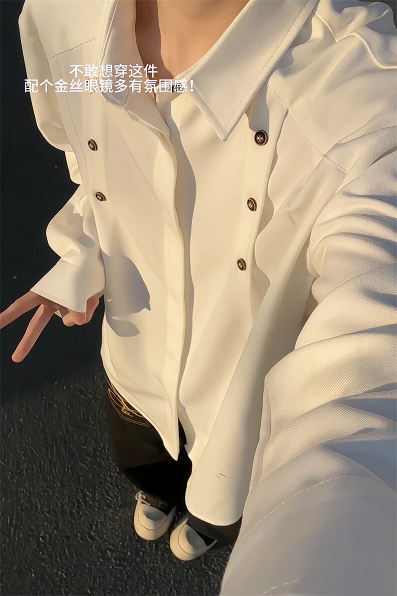 春秋季男简约潮流衬衣男款长袖衬衫男生韩系休闲风宽松翻领上衣,男装衬衫,电商B319