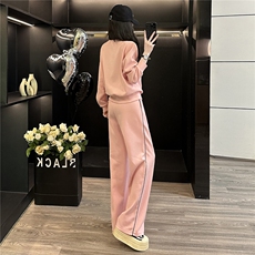 韩版休闲运动套装女早秋新款高级感显瘦立领开衫卫衣阔腿裤两件套，女装套装/套裙，江南