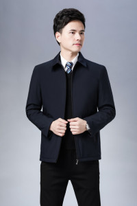 中年爸爸外套男中老年男士休闲夹克翻领宽松上衣秋冬加厚棉服图片