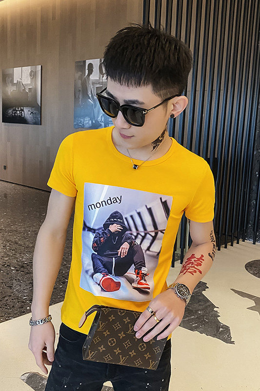 312A-6312-P35新款社会小伙短袖T恤修身男士潮流半袖体恤D,男装T恤,星座312A-5