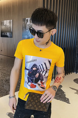 312A-6312-P35新款社会小伙短袖T恤修身男士潮流半袖体恤D，男装T恤，星座312A-5