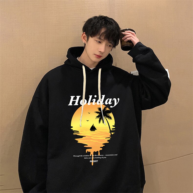 纯棉连帽卫衣男大码运动帽衫宽松薄WY2266-P35,男装卫衣,电商A040
