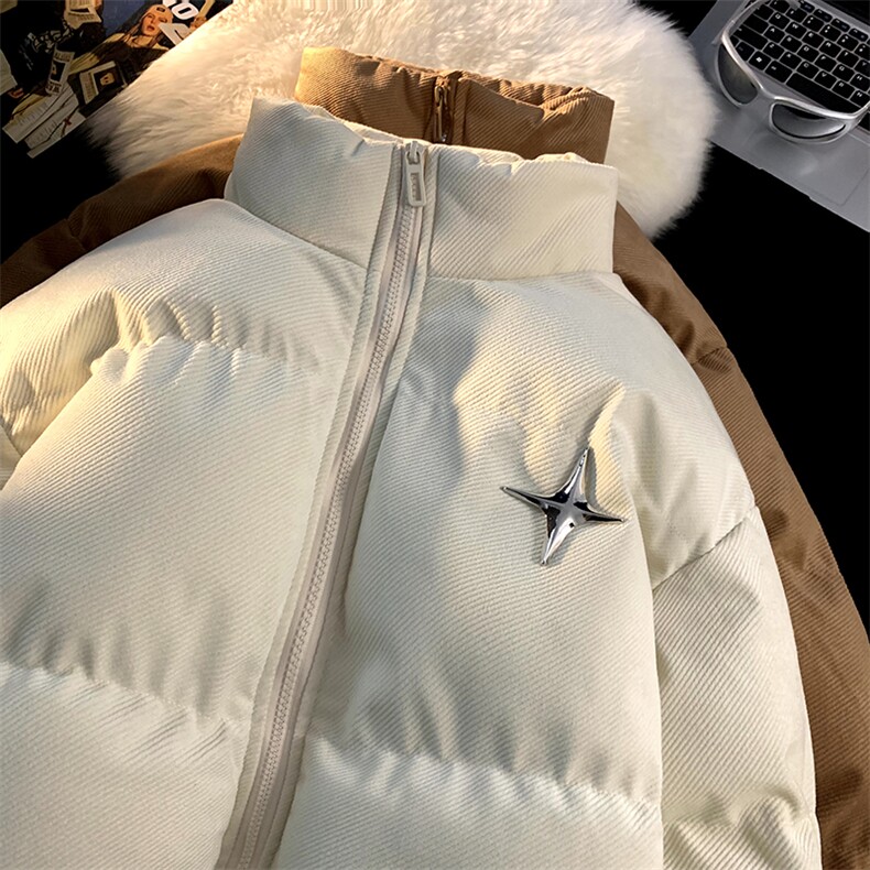 2025冬季新款灯芯绒棉衣星星贴标面包服A316-1-Y111P115控148图片