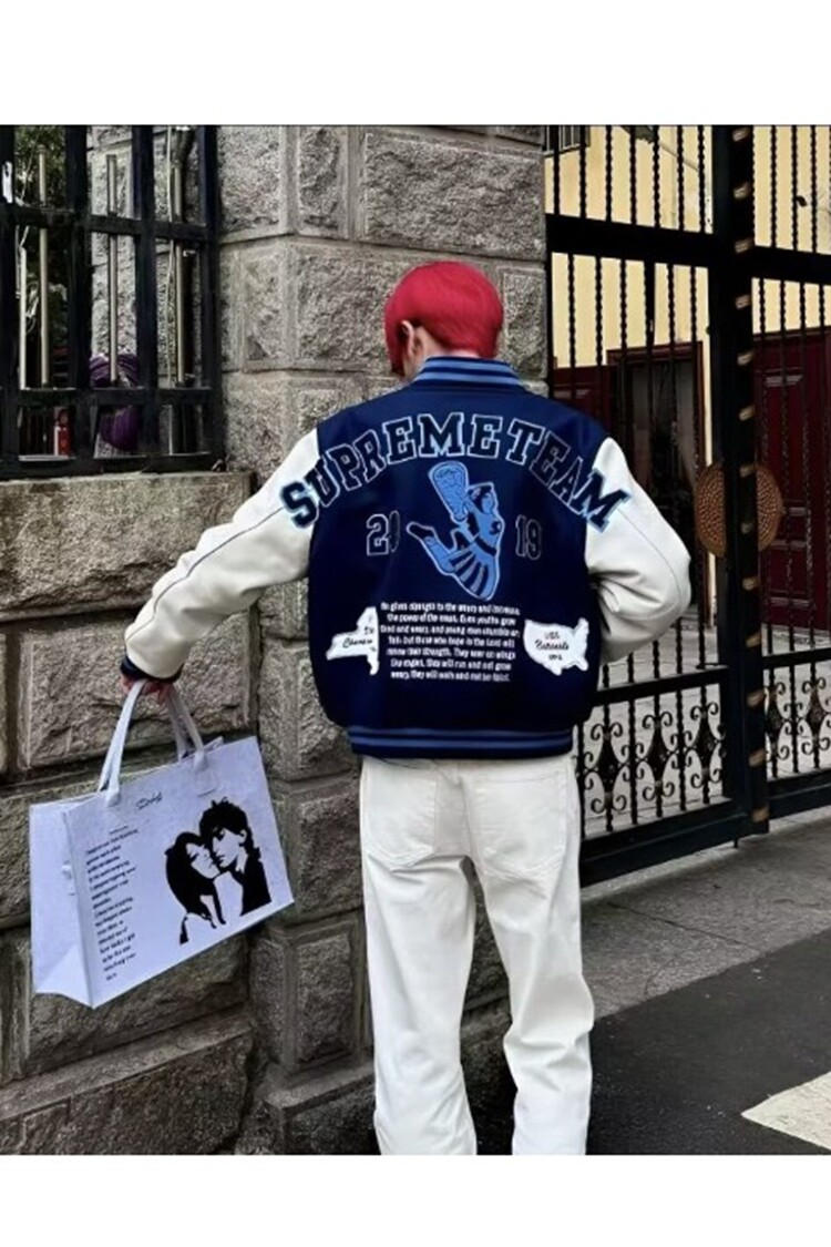 自创vibe棒球服拼接棒球男女美式2025字母情侣新款外套夹克宽松休,男装夹克,星座218-8