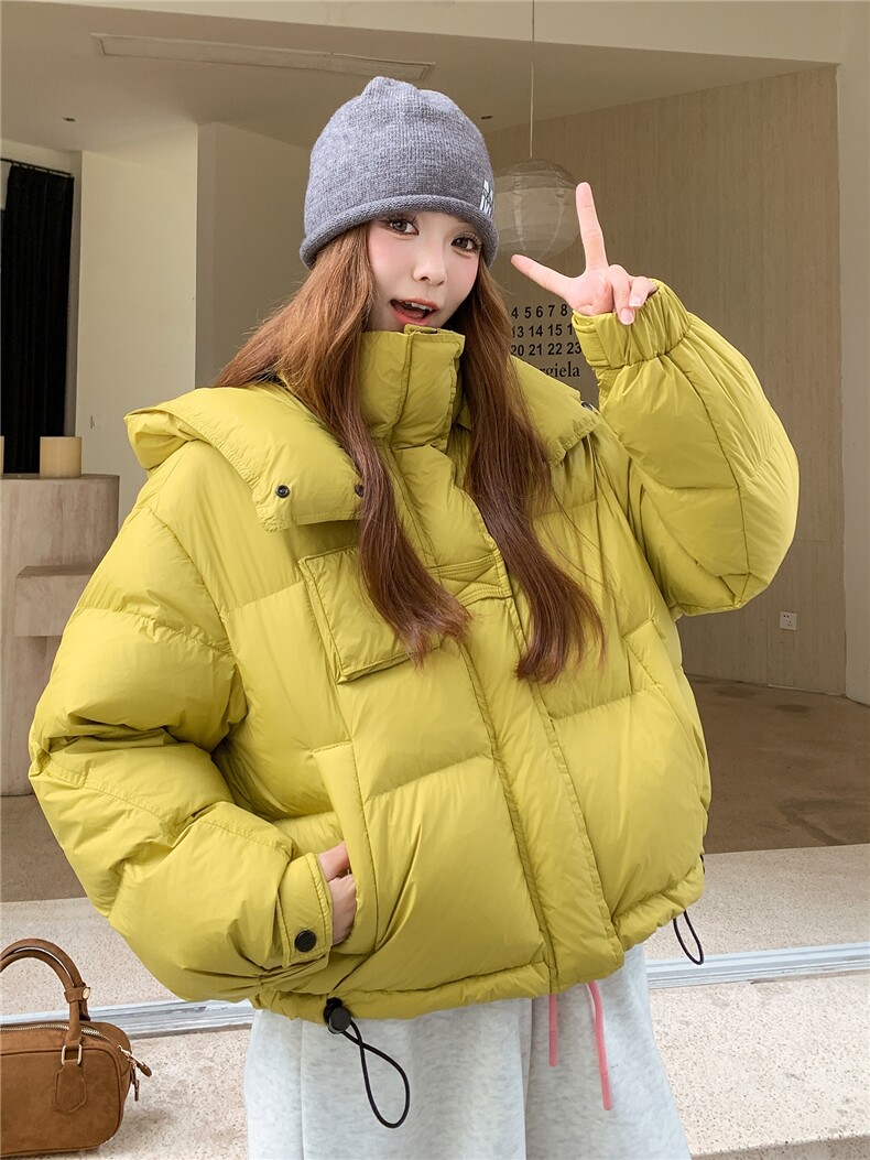 时尚短款羽绒服女2025冬季新款加厚连帽保暖白鸭绒外套,女装羽绒服,诺蝶