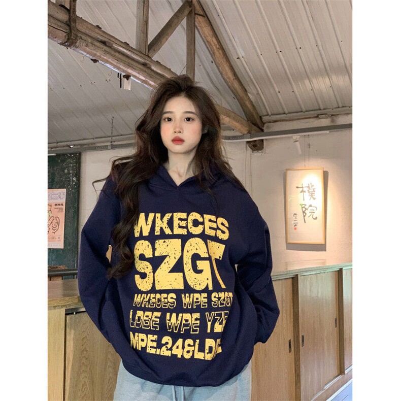 EE057-P70卫衣男女情侣装薄款2024设计感潮流宽松印花连帽上衣,男装卫衣,星座911-3