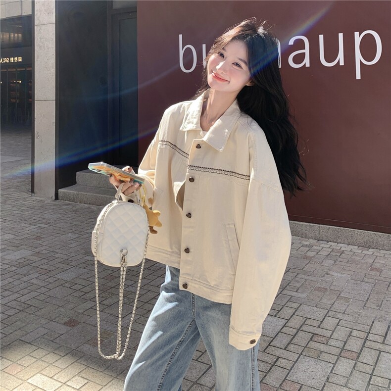 韩版宽松休闲百搭牛仔外套女短款夹克上衣6399P155K238,女装短外套,2C166