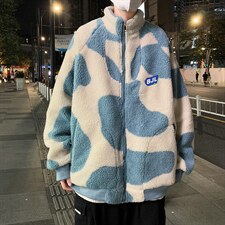 秋冬羊羔毛衣ins韩版情侣服港风宽松立领袄外套W1889-P53，男装棉衣，星座512-4